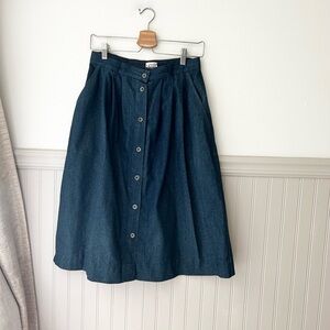 Vintage Levi's Small Dark Blue Button Down A-Line Denim Cotton Circle Skirt